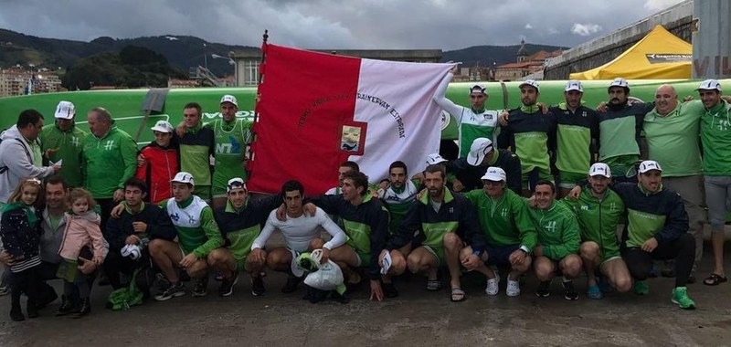 Bermeoko bandera astinduta agurtu du liga Hondarribiak