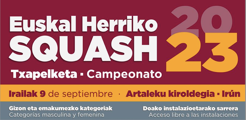 EUSKAL HERRIKO SQUASH TXAPELKETA OSPATUKO DA ARTALEKUN